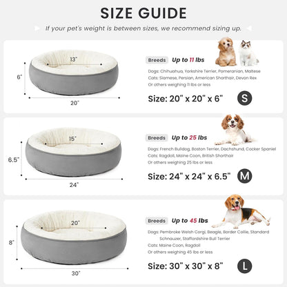 Love'S Cabin round Donut Cat and Dog Cushion Bed, 20In Bed for Cats or Small Dogs, Anti-Slip & Water-Resistant Bottom, Super Soft Durable Fabric Pet Beds, Washable Luxury Cat & Dog Bed Gray3