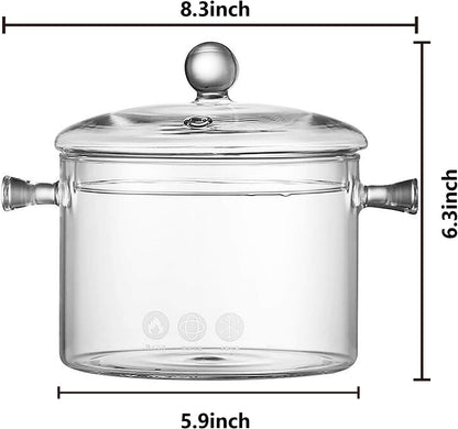 1.5L/50Oz Glass Saucepan with Cover, Heat Resistant Stovetop Glass Cooking Pot with Lid for Pasta Noodle, Soup, Milk, Clear Simmer Pot for Potpourri Christmas Holiday Home Fragrance3