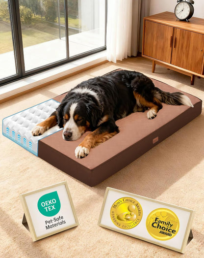 Ohgeni Orthopedic Waterproof Large Dog Bed, Memory Foam, 41 Inch(Gray) | Machine-Washable Removable Cover in Easy-Clean Fabric, Reversible Memory Foam & Easy-Carry Handle, Suitable for Crate13