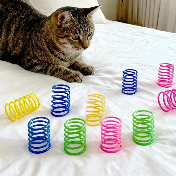 Cat Toys for Indoor Cats, 30 Pack Interactive Cat Spring Toys, Durable Colorful Plastic Spiral Springs for Kitten Hunt, Swat and Bite, Bulk Cat Toys7