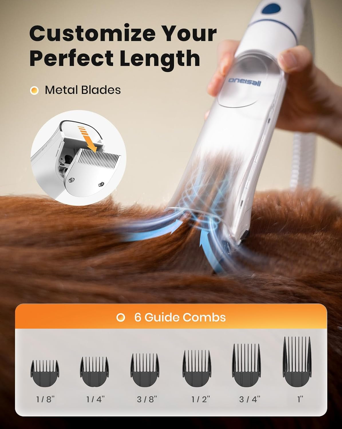 oneisall-8-in-1-dog-grooming-vacuum-dryer-for-shedding-drying-trimming-vacuum-blower-metal-blade-pet-clippers-adjustable-7-temp-3-air-levels-all-in-one-dog-grooming-kit-storage-bag