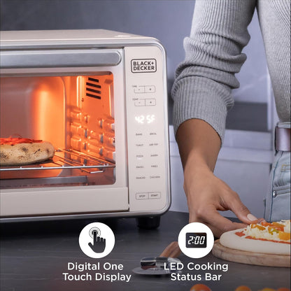 BLACK+DECKER Crisp 'N Bake Pro 6-Slice Digital Air Fry Oven | 10 Cooking Functions, Air Fry, Fits 12-Inch Pizza, Digital Controls and Ceramic Accessories for Easy Cooking.6