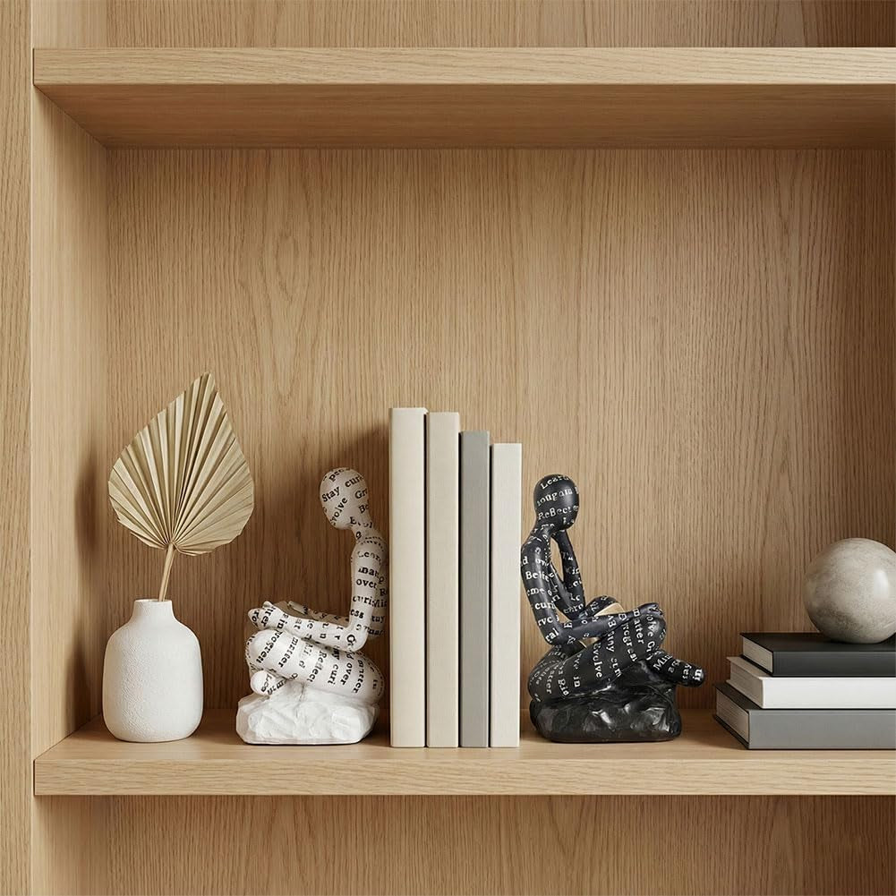 book-ends-for-heavy-books-set-of-2-modern-abstract-thinker-book-ends-for-shelves-and-desk-resin-with-non-slip-pads-bookends-for-shelves-modern-black-white-office-decor-bookends