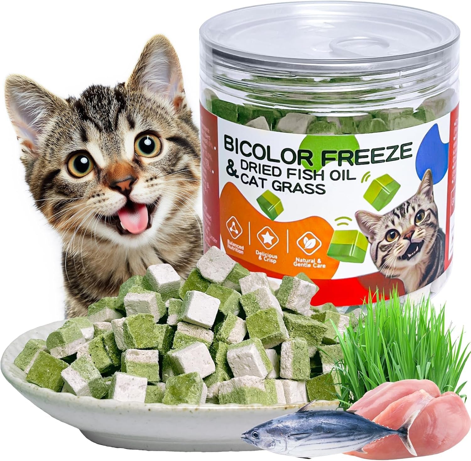 freeze-dried-cat-grass-treats-with-premium-gourmet-blend-natural-hairball-control-gut-health-support-for-cats-chicken-breast-formula-1-76-oz