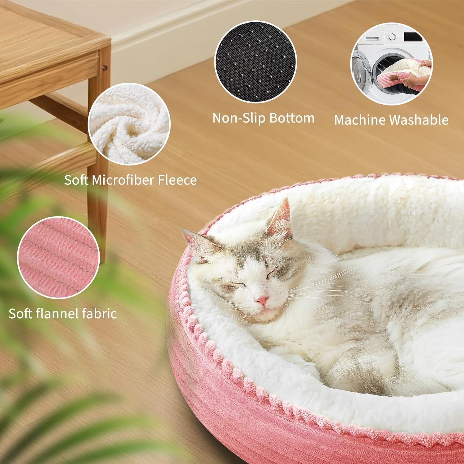 zerbuger-20in-washable-cat-beds-for-indoor-cats-round-donut-pet-bed-for-cats-small-dogs-puppy-kitten-anti-slip-bottom-calming-bed-gift-pink