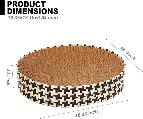 2-In-1 Cat Scratcher Cardboard Bed, round Cat Scratching Pad Bowl for Indoor Cats, Durable Corrugated Circle Cat Scratcher Lounge, Cozy Oval Cat Scratch Bed Furniture for Kittens & Medium Size Cats3