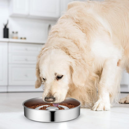AIPERRO Stainless Steel Non Slip Slow Feeder Dog Bowl, 4 Cups Metal Dog Food Bowls for Medium and Large Dogs, Fun Bloat Stop Pet Bowl Dogs Water Bowl for Fast Eaters, Slows down Pets Eating7