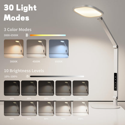 LED Desk Lamp for Home Office, Soft Edge-Lit Design, Modern Style | Professional Eye-Caring Diffused Light, Dimmable Computer Light with 30 Modes, Memory & Timer, Flexible Swing Arm Table Lamp3