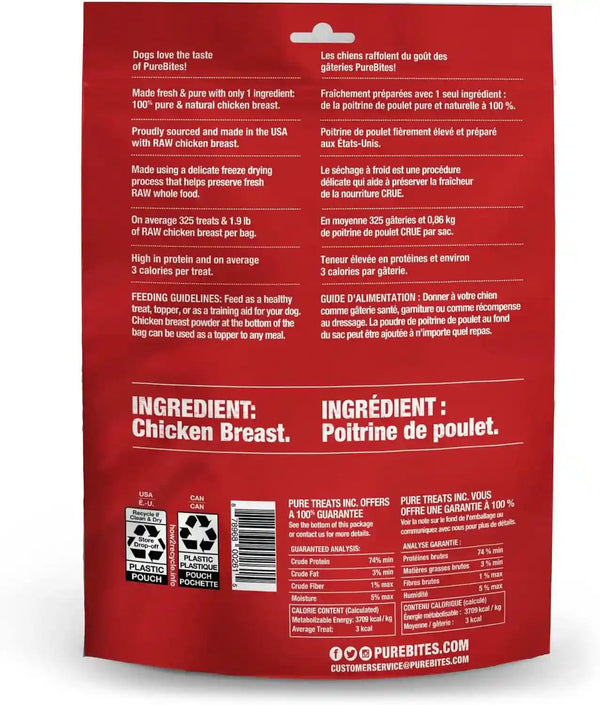 Purebites Chicken Breast Freeze Dried Dog Treats, 1 Ingredient, Made in USA, 8.6Oz3