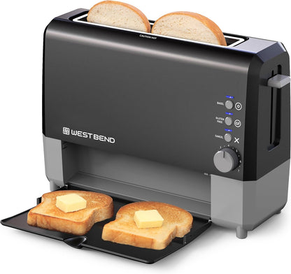Quikserve Toaster, 2-Slice Wide-Slot Slide-Through Bread Toaster with Bagel and Gluten-Free Settings and Cool-Touch Exterior Fast Toasting, Includes Removable Serving Tray, 1400-Watts, Black1