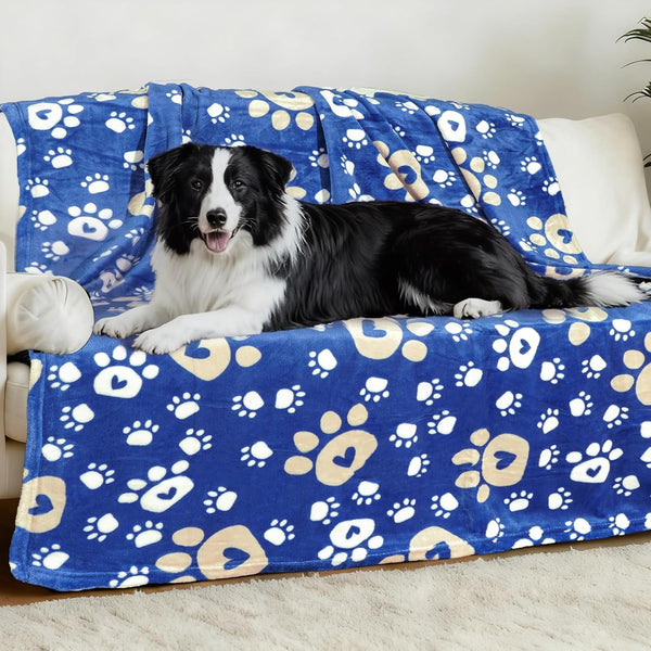 Rezutan Blanket for Large Dogs, Cat Flannel Washable Soft Pet Mat Throw Cover for Kennels-Beds, Sofas, Furniture Protection, Cute Paw Pattern, Black, 50X40 Inch16