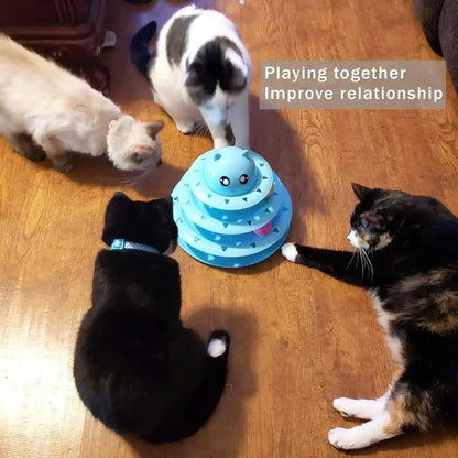 UPSKY Cat Toy Roller 3-Level Turntable Cat Toys Balls with Six Colorful Balls Interactive Kitten Fun Mental Physical Exercise Puzzle Kitten Toys7