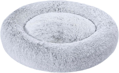 Amazon Basics Washable Donut Pet Bolster Faux Fur Bed with Removable Cover, Anti-Slip Bottom for Dog, Beige, 23" X 23"10