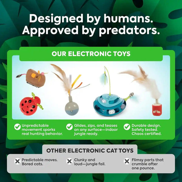 Smartykat Hidden Hijinks Toy for Indoor Cats & Kittens, Electronic Interactive Motion Toy, Featuring Teaser Wand, plus Replaceable Batteries Included4