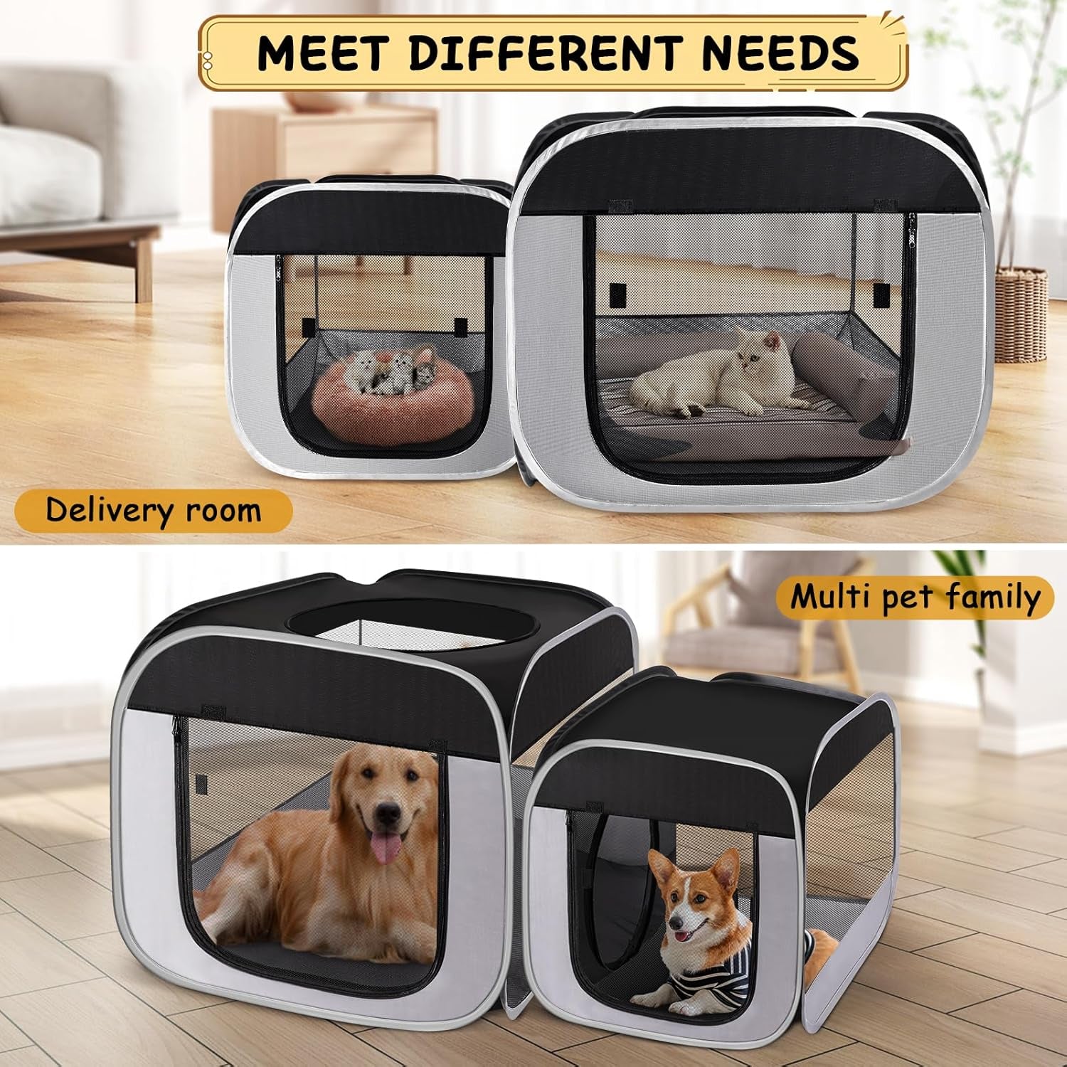 tailtastic-large-cat-playpen-with-separate-areas-outdoo-indoor-cat-enclosures-portable-pet-playpen-for-indoor-cats-puppy-and-small-animals-dog-playpen-with-carrybag-ideal-for-multi-pet-households-works-as-birthing-nursing-den-pet-safe-soft-material-prevents-escape-furniture-damage