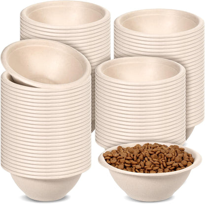 200 Pcs Disposable Pet Bowls Bulk 8 Oz Travel Paper Food Bowls for Small Dogs Puppy Cat, Leakproof Pet Feeding and Watering Supplies 1 Cup1