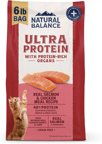 Natural Balance Ultra Protein Dry Cat Food, Real Salmon & Chicken Meal Recipe with Chicken Liver & Chicken Hearts - 10 Lbs.12