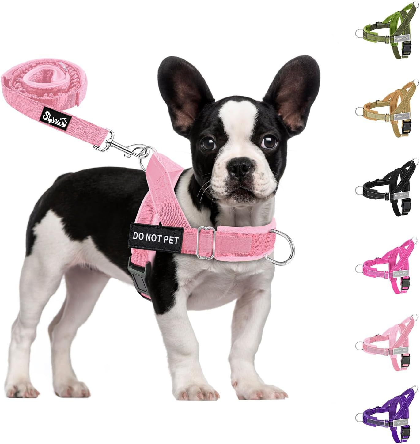 slowton-no-pull-dog-harness-heavy-duty-dog-harness-and-leash-set-for-medium-large-dogs-reflective-tactical-harness-with-soft-padded-and-front-clip-for-easy-walk-and-training-black-l