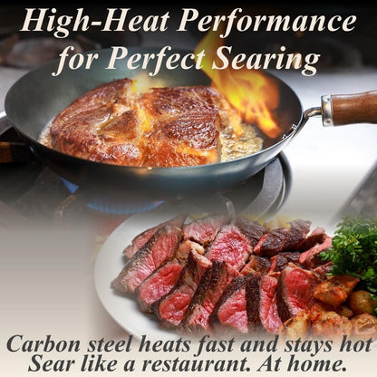 Crafted in Japan. Trusted by Chefs. Japanese Carbon Steel Frying Pan, 9.4 Inch – Precision-Formed, Pre-Seasoned & Lightweight, Chef-Designed for High-Heat Control (9.4 Inches)5