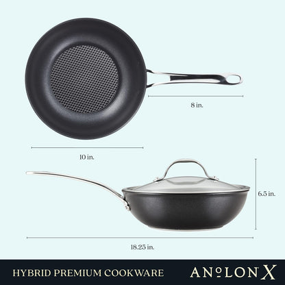 X Hybrid Nonstick Induction Stir Fry Wok Pan Cookware with Lid, Dishwasher Safe, Compatible with All Stovetops, 10 Inch - Charcoal Gray3