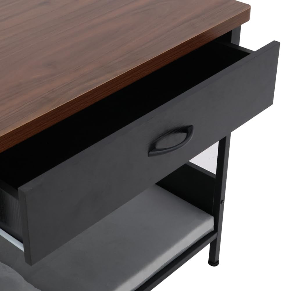 dog-bed-end-table-with-storage-drawer-and-washable-cushion-black-walnut-open-elevated-dog-bed-furniture-for-small-medium-dogs-up-to-50-lbs-metal-frame-drawer-for-living-room-bedroom-bedside