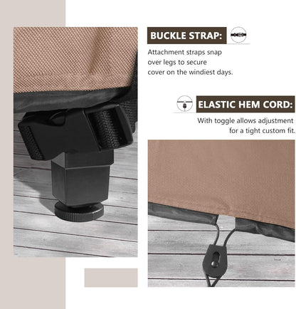 Rectangular Patio Heavy Duty Table Cover - 600D Tough Canvas Waterproof Outdoor Dining Table and Chairs General Purpose Furniture Cover Size 111L X 74W X 28H Inch4