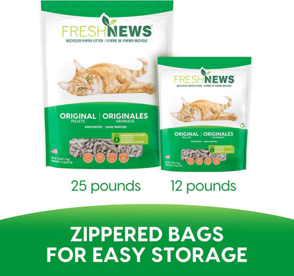 Fresh News Recycled Paper Original Pellet Cat Litter, 25 Pound, Non-Clumping, Unscented, Made in USA7