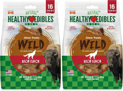 Nylabone Healthy Edibles WILD Natural Dog Chew Treats, Bison Flavor, Small Dogs up to 20 Lbs - Made in USA (16 Count)14