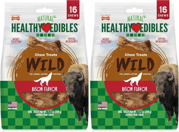 Nylabone Healthy Edibles WILD Natural Dog Chew Treats, Bison Flavor, Small Dogs up to 20 Lbs - Made in USA (16 Count)14