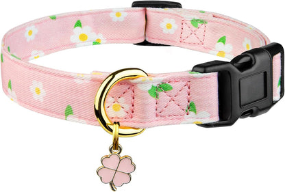 Cotton Dog Collar White and Pink Love Heart with Pendant Cute Dog Collar S | Handmade Distinctive Patterns Skin-Friendly and Breathable Girl Boy Dogs Collars12
