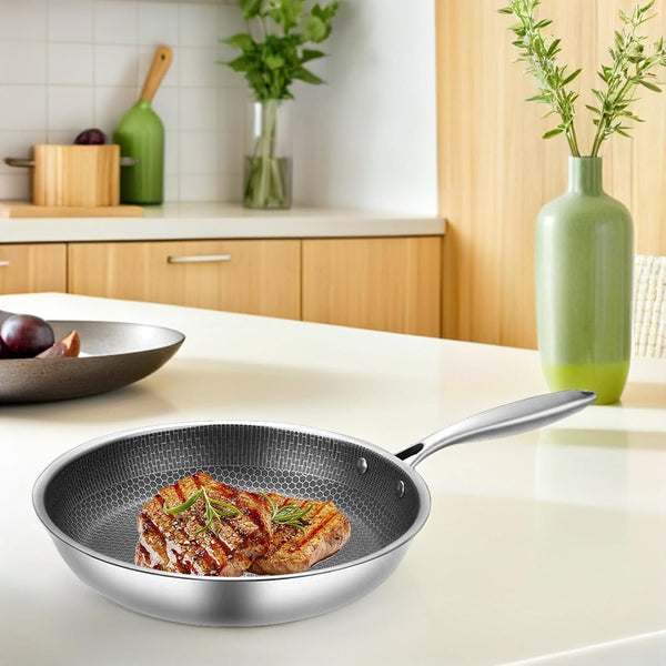 Stainless Steel Honeycomb Wok Pan 17.40 X 10.23 X 1.96 in Stir-Fry Skillet for Gas Stoves Induction Cookers Frying Steaming and Everyday Kitchen Cooking8