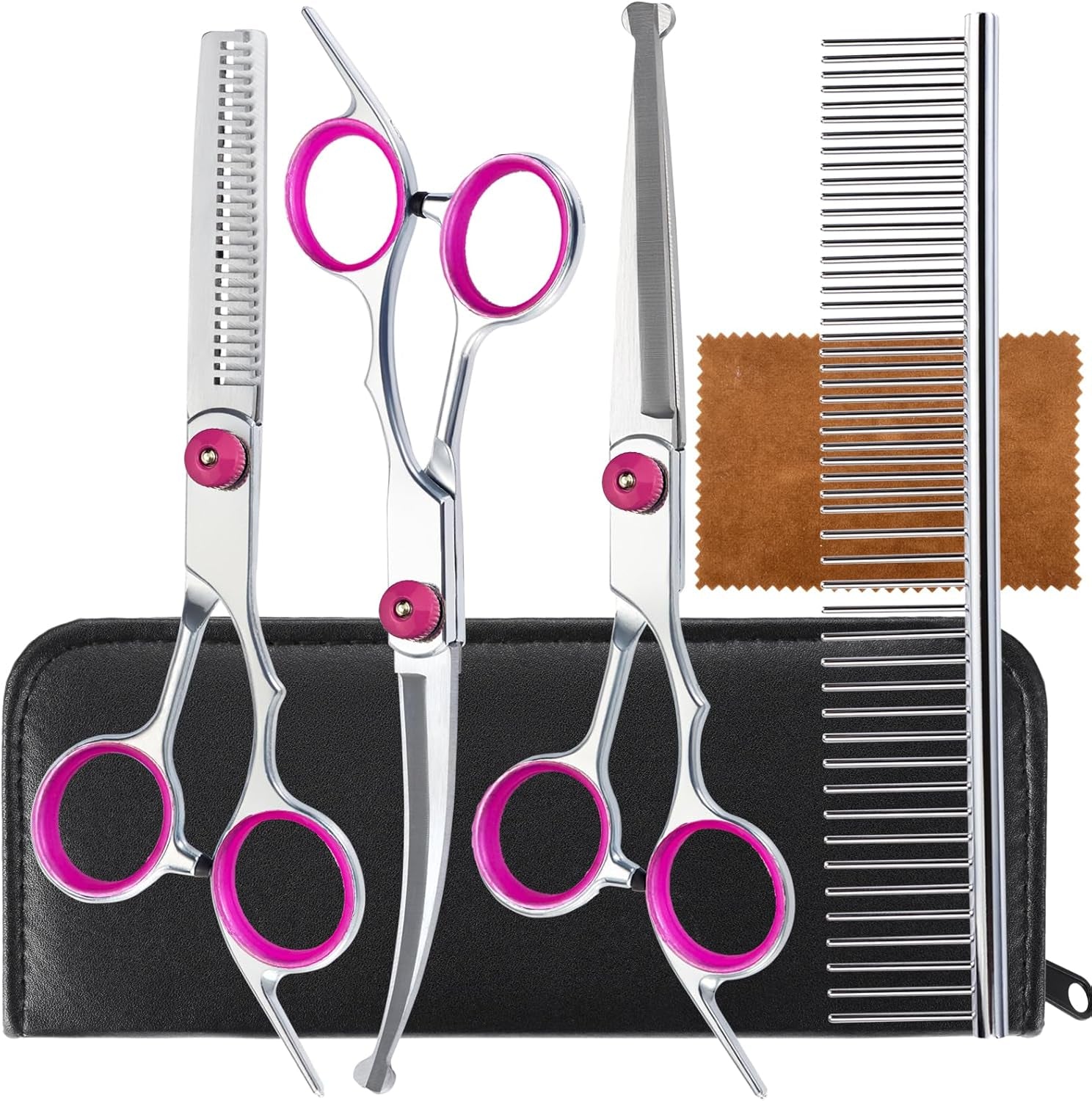 5-in-1-premium-dog-grooming-scissors-professional-dog-scissors-for-grooming-with-safety-round-tips-lengnoyp-stainless-steel-thinning-shears-pet-cat-shears-for-grooming-kit