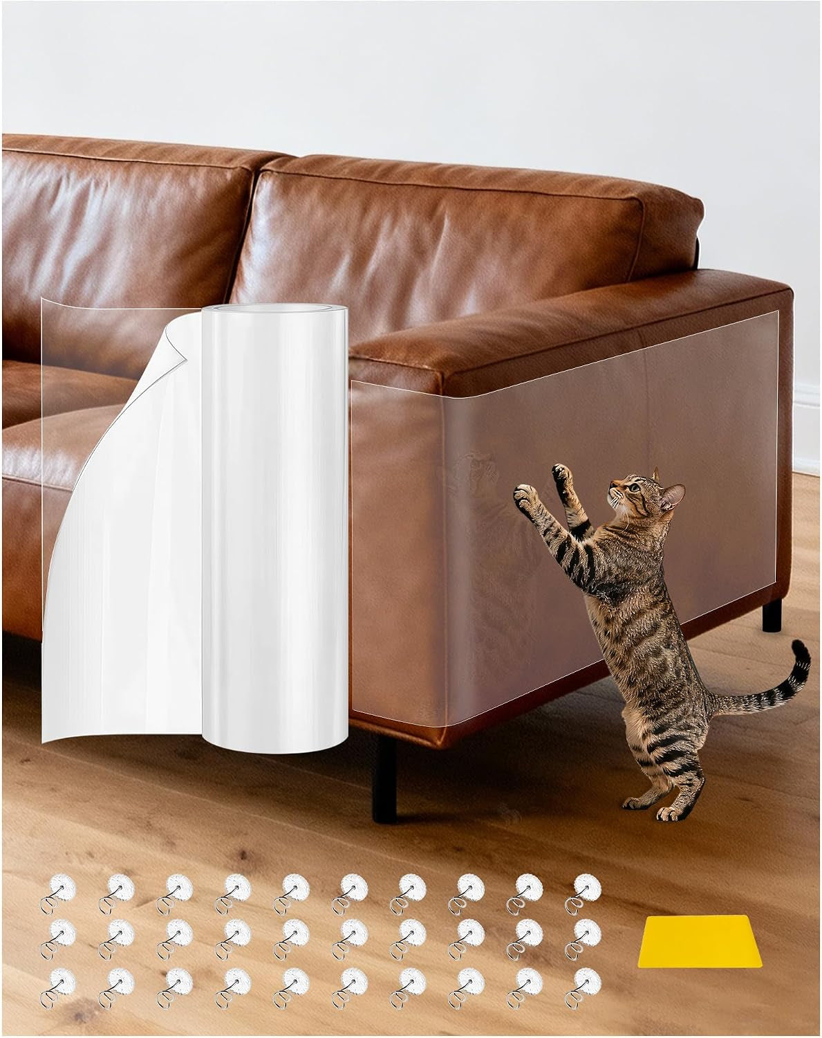 cat-scratch-furniture-protector-couch-1-roll-clear-pet-7-9-x-196-8-inch-protects-couch-from-cat-claws-strong-adhesion-grid-backing-1-scraper-30-twist-pins-for-sofa-armchair-door-wall-bed