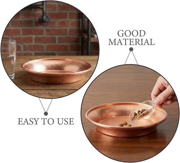 VICASKY Copper Pet Bowl, 5-Inch Luxury Hammered Cat and Dog Food Water Dish Pet Feeding Bowl Decorative for Kittens Puppies8