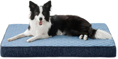 JOEJOY Orthopedic XL Dog Bed for Large Dogs, Waterproof Dog Bed for Crate with Washable Removable Cover, Extra Thick Egg-Crate Memory Foam Pet Beds, Grey, 41"X27"21