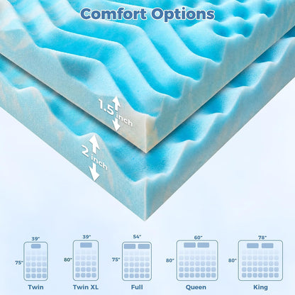 2 Inch Memory Foam Mattress Topper Twin XL, Twin Extra Long Mattress Pads for College Dorm Single Bed, Pressure Relieve Certipur-Us Certified, 39X80 Inches, Blue8