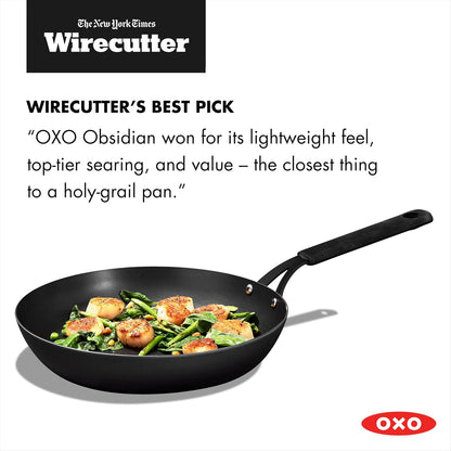 OXO Obsidian 12" Carbon Steel Frying Pan, Pre-Seasoned Skillet, Builds Natural Nonstick with Use, Induction Ready, Oven Safe, Removable Silicone Handle3