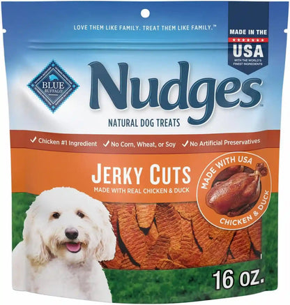 Blue Buffalo Nudges Chicken Jerky Bites Natural Dog Treats, Tender & Meaty Dog Snacks, Healthy Reward or Training Treat, Made in the USA with Real Chicken, No Artificial Preservatives, 16 Oz.16