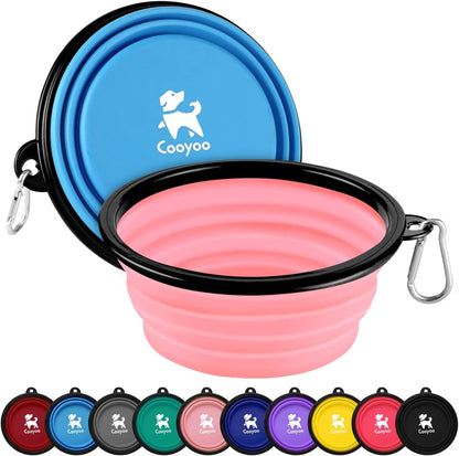 COOYOO Collapsible Dog Bowl,2 Pack Collapsible Dog Water Bowls for Cats Dogs,Portable Pet Feeding Watering Dish for Walking Parking Traveling with 2 Carabiners15