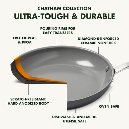 Chatham Hard Anodized Healthy Ceramic Nonstick 10 Piece Cookware Pots and Pans Set, Frying Pan Skillets, Saucepans, Saute Pan, Stockpot, Lids, Pfas-Free, Dishwasher & Oven Safe, Gray5