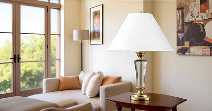 32206A Hardback Empire Spider Lamp Shade in White, 6" Top X 19" Bottom X 12" Slant Height6