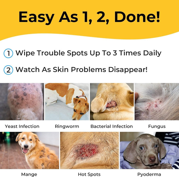 Smiling Paws Medicated Grooming Wipes for Dogs & Cats, 1Pk, 50 Wipes | Medicated Grooming Wipes for Dogs & Cats, Contains Ketoconazole & Chlorhexidine, Treats Yeast Infection, Ringworm, Pyoderma3
