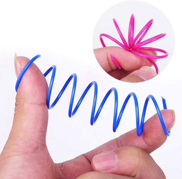 ISMARTEN Cat Spring Toy (60 Pack), Cat Kittens Toys Plastic Coil Spiral Springs for Swatting, Biting, Hunting, and Active Healthy Play (Random Color)4