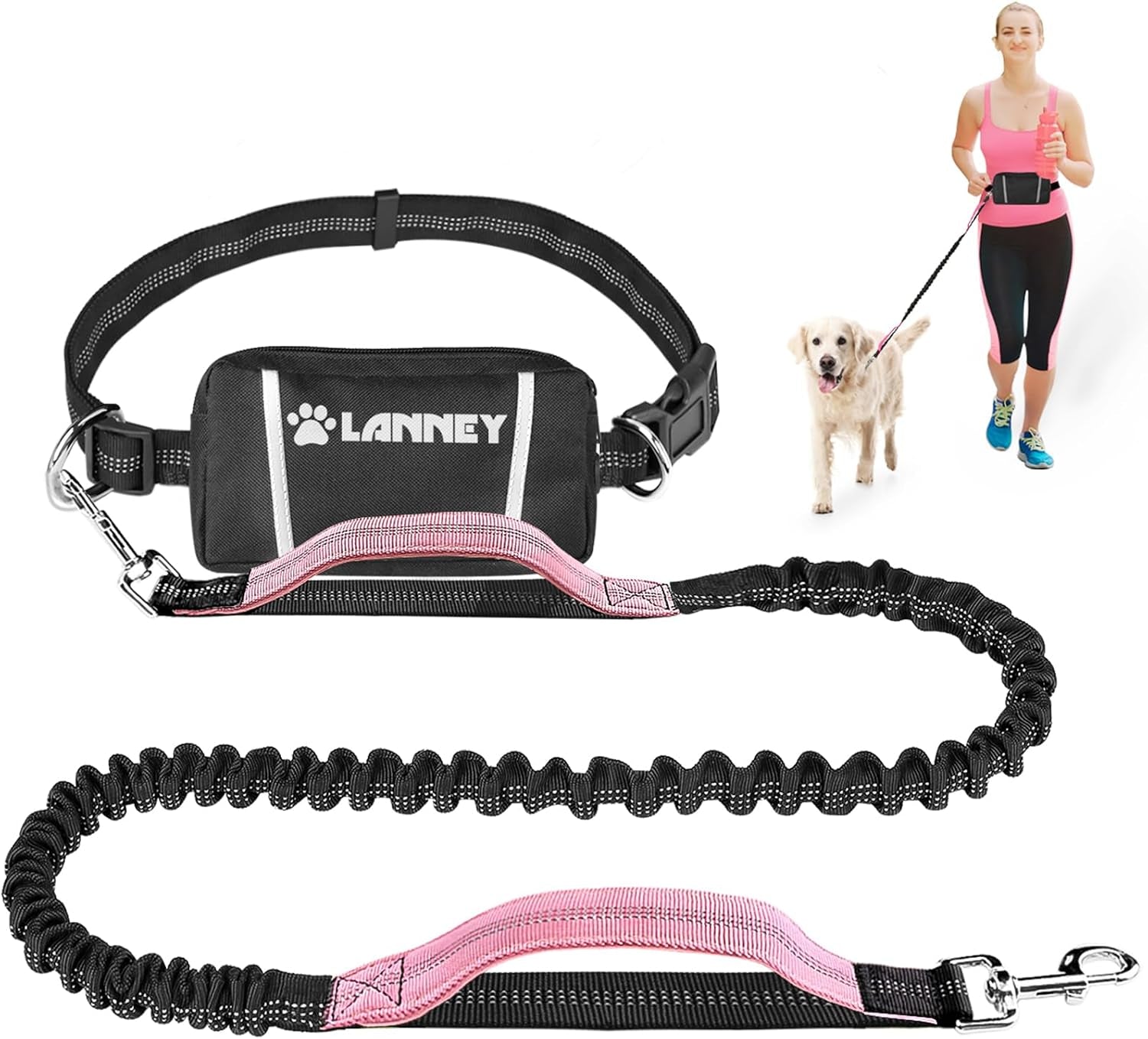 hands-free-dog-leash-waist-running-leash-with-zipper-walking-pouch-for-medium-large-dogs-dual-handle-and-retractable-bungee-for-training-jogging-hiking