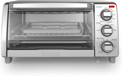 BLACK+DECKER™ Natural Convection 4-Slice Toaster Oven, Stainless Steel, Bake, Broil, Toast, Keep Warm Cooking Functions2