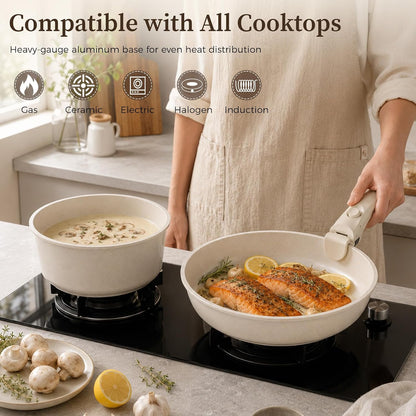 15Pcs Nonstick Pots and Pans Set with Detachable Handle, Oven Safe | Induction Compatible Non-Toxic Stackable Cookware Set for Rvs, Camping, Pfos/Pfoa-Free4