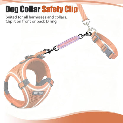 Dog Collar Safety Clip with Dual Clasps,Handmade Backup Safety Strap for Dog Harness, Collars and No Pull Harness Connectors (Pink & Light Purple)4