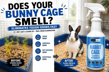 Rabbit Cage Odor Eliminator & Cleaner Spray, 32Oz – Made in USA | Targets Tough Urine, Ammonia and Bedding Odors; Fast-Drying, Non-Toxic Formula for Bunny Cages and Habitats.2