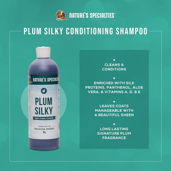 Nature'S Specialties Plum Silky Ultra Concentrated Dog Shampoo Conditioner, Makes up to 3 Gallons, Natural Choice for Professional Pet Groomers, Silk Proteins, Made in USA, 16Oz2