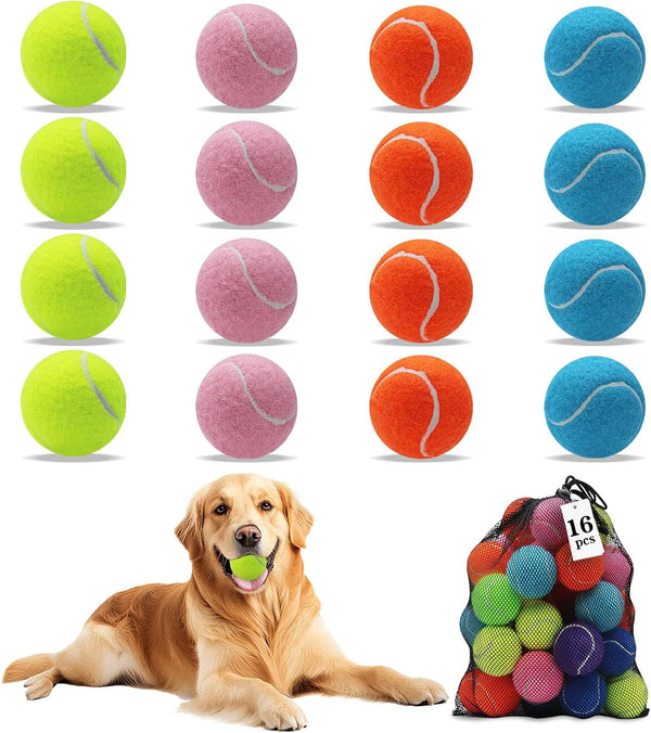 Magicorange Tennis Balls for Dogs,Colorful Easy Catching Dog Balls,4 Pack | Bright Yellow/Pink/Orange/Blue Dog Playing Balls, Easy to Spot and Fetch, with Mesh Bag for Training and Outdoor Fun9